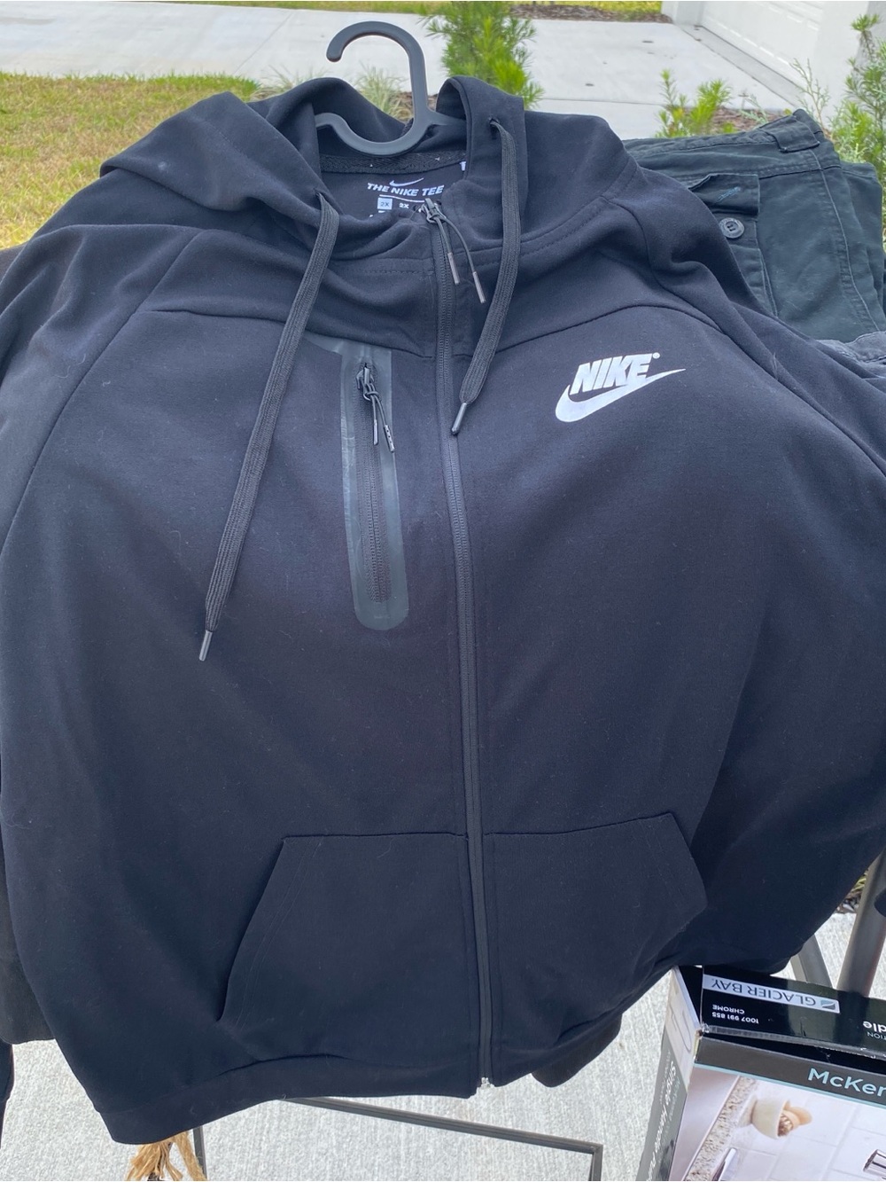 Nike Black Full-Zip Hooded Jacket with White Logo